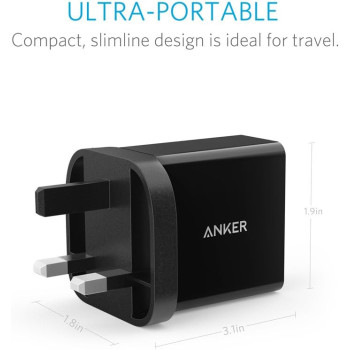 Anker USB Charger 4.8A/24W 2-Port USB Wall Charger for iPhone, android and more