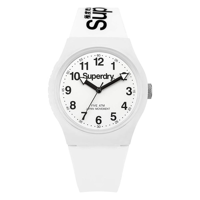 Superdry Urban Analogue Quartz Watch with White Dial and White Silicone Strap - SYG164WW