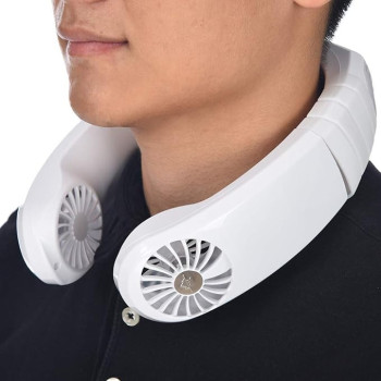lieDIUn USB Physical Cooling Travel Hanging Neck Cooler Earphone Design Sport Smart Fan for Home Office Travel Indoor Outdoor (White)