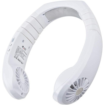lieDIUn USB Physical Cooling Travel Hanging Neck Cooler Earphone Design Sport Smart Fan for Home Office Travel Indoor Outdoor (White)