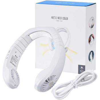 lieDIUn USB Physical Cooling Travel Hanging Neck Cooler Earphone Design Sport Smart Fan for Home Office Travel Indoor Outdoor (White)