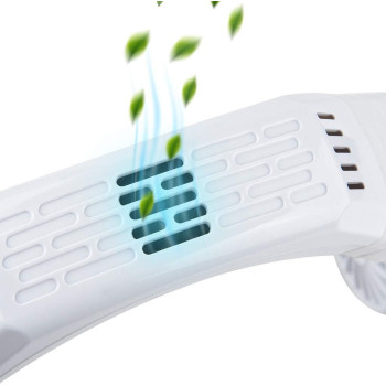 lieDIUn USB Physical Cooling Travel Hanging Neck Cooler Earphone Design Sport Smart Fan for Home Office Travel Indoor Outdoor (White)