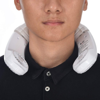 lieDIUn USB Physical Cooling Travel Hanging Neck Cooler Earphone Design Sport Smart Fan for Home Office Travel Indoor Outdoor (White)