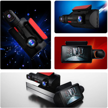 Dash Cam, Dual HD Car Dash Cam Built in WiFi GPS Car Dashboard Camera Recorder, Dash Cam Front and Rear, 170° Wide Angle, 360° Rotatable Camera, Night Vision