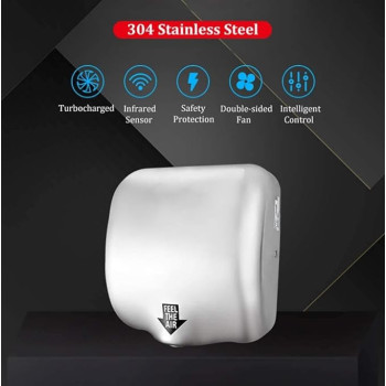 Adesign Automatic Commercial Hand Dryers for Bathrooms, 1800W Heavy Duty, Compact Electric Hand Dryer Blower, White