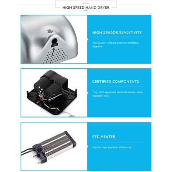 Adesign Automatic Commercial Hand Dryers for Bathrooms, 1800W Heavy Duty, Compact Electric Hand Dryer Blower, White