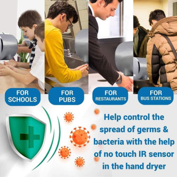 Adesign Automatic Commercial Hand Dryers for Bathrooms, 1800W Heavy Duty, Compact Electric Hand Dryer Blower, White