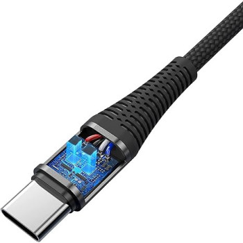 LAZOR Flow CT32 USB-A TO TYPE-C Fast Charging Cable, Premium 1 Meter, 2.4A Fast Sync and Charge Cable,Black
