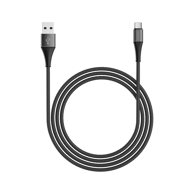 LAZOR Flow CT32 USB-A TO TYPE-C Fast Charging Cable, Premium 1 Meter, 2.4A Fast Sync and Charge Cable,Black