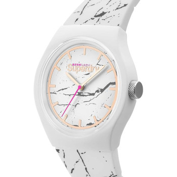 SUPERDRY Women's Silicone Urban Marble Analogue Quartz Watch (SYL253WE, White)