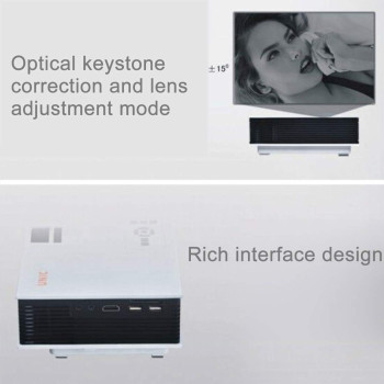 SGZ LED projector UC40+ 800 Lumens HD 800 x 480 Digital LED Projector with Remote Control, Support USB/SD/VGA/HDMI (White) (Color : White)