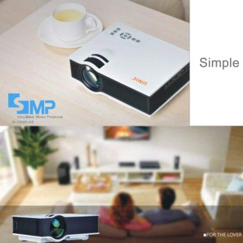 SGZ LED projector UC40+ 800 Lumens HD 800 x 480 Digital LED Projector with Remote Control, Support USB/SD/VGA/HDMI (White) (Color : White)