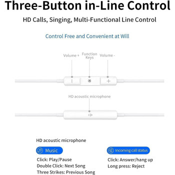 BOWIS for iPhone Earphones Wired Headphones Built-in Mic&Volume Control & Noise Cancellation In-Ear Earphones Earbuds Support for all iOS