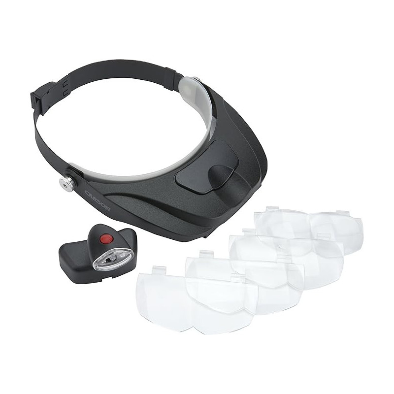 Carson Pro Series MagniVisor Deluxe Head-Worn LED Lighted Magnifier with 4 Different Lenses (1.5x, 2x, 2.5x, 3x) (CP-60)