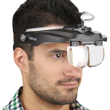 Carson Pro Series MagniVisor Deluxe Head-Worn LED Lighted Magnifier with 4 Different Lenses (1.5x, 2x, 2.5x, 3x) (CP-60)