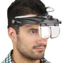 Carson Pro Series MagniVisor Deluxe Head-Worn LED Lighted Magnifier with 4 Different Lenses (1.5x, 2x, 2.5x, 3x) (CP-60)