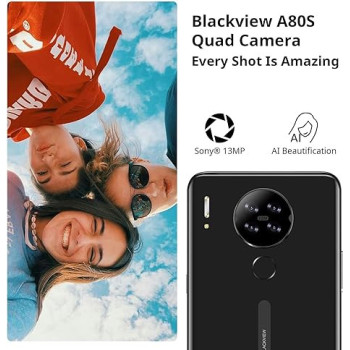 Mobile Phone,Blackview A80S Smartphones SIM Free Unlocked,6.21 inches HD+ Screen,13MP Quad AI Camera,Octa-core 4GB+64GB/SD 128GB,4200mAh Battery, Face/Fingerprint ID-Black