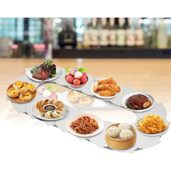 Lazy Susan Rotating Food Turntable 360 Manual Swivel Adjustable Dining Table Non-Skid Food Serving Train Dining Turntable For Food Sharing 1.4M/4.59FT white