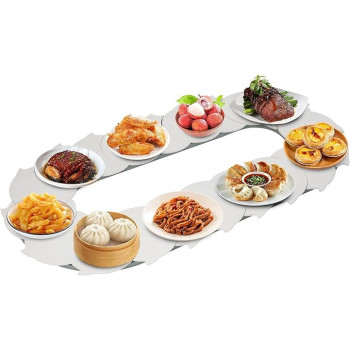 Lazy Susan Rotating Food Turntable 360 Manual Swivel Adjustable Dining Table Non-Skid Food Serving Train Dining Turntable For Food Sharing 1.4M/4.59FT white