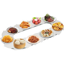 Lazy Susan Rotating Food Turntable 360 Manual Swivel Adjustable Dining Table Non-Skid Food Serving Train Dining Turntable For Food Sharing 1.4M/4.59FT white