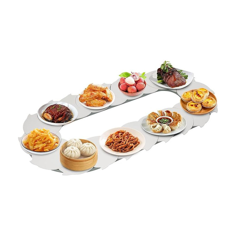 Lazy Susan Rotating Food Turntable 360 Manual Swivel Adjustable Dining Table Non-Skid Food Serving Train Dining Turntable For Food Sharing 1.4M/4.59FT white