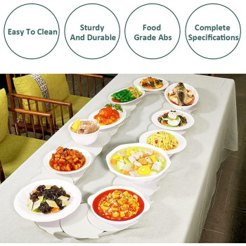 Lazy Susan Rotating Food Turntable 360 Manual Swivel Adjustable Dining Table Non-Skid Food Serving Train Dining Turntable For Food Sharing 1.4M/4.59FT white