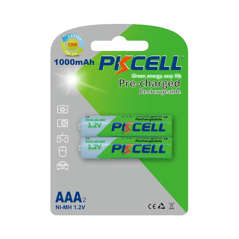 Al Sindan Rechargeable AAA Batteries 1000mAh 1.2V Ni-MH RTU Pre-Chargerd Ready to use 2 Piece by PKCELL