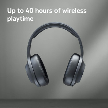 Nokia E1200 Essential Wireless Headphones, On-Ear Headphones with Foldable Headband, Bluetooth 5.0 Compatible, 40Hrs Wireless Playtime, Black