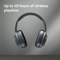 Nokia E1200 Essential Wireless Headphones, On-Ear Headphones with Foldable Headband, Bluetooth 5.0 Compatible, 40Hrs Wireless Playtime, Black