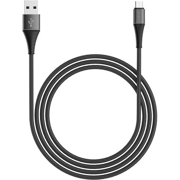 LAZOR Flow CM32 USB-A TO Micro-USB Fast Charging Cable, Premium 1 Meter, 2.4A Fast Sync and Charge Cable,Black