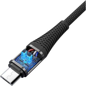 LAZOR Flow CM32 USB-A TO Micro-USB Fast Charging Cable, Premium 1 Meter, 2.4A Fast Sync and Charge Cable,Black