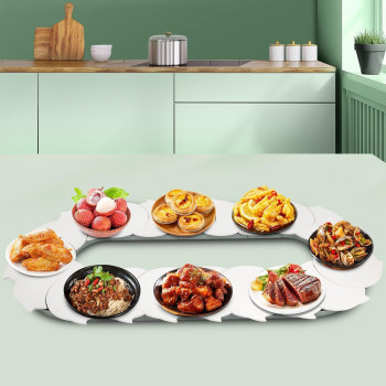 Lazy Susan Rotating Food Turntable, 360 Manual Swivel Adjustable Dining Table Round Non-Skid Food Serving Train Dining Turntable, 1.8m/5.91ft green