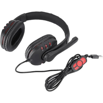 OVLENG Q7 USB Gaming Headset Over-Ear Gaming Headphones with Mic E-sports Headphones Adjustable Headband Wired Game Headset PU Leather Ear Cover for PC Computer