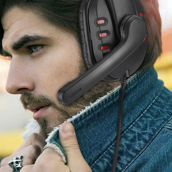 OVLENG Q7 USB Gaming Headset Over-Ear Gaming Headphones with Mic E-sports Headphones Adjustable Headband Wired Game Headset PU Leather Ear Cover for PC Computer