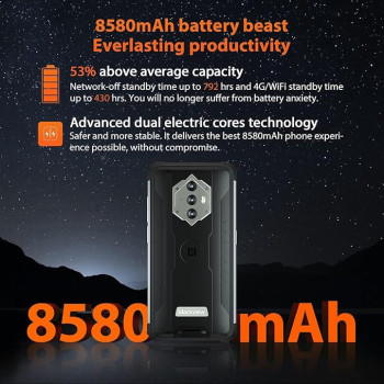 Blackview BV6600E Rugged Smartphone, 8580mAh Big Battery(Reverse Charging), 5.7'' HD+ IP68&IP69K, Octa Core 4GB+32GB, 13MP Camera GPS Black