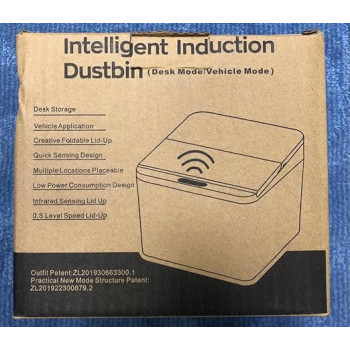 Intelligent Intuction Dustbin(Desk Mode/Vehicle Mode) 4L Creative Foldable Lid-Up patent Product