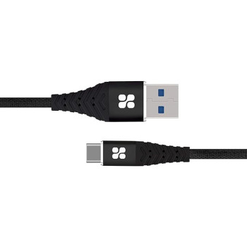 Promate Type-C Charging Cable, Premium 1.2 Meter USB-C to USB-A 3A Fast Sync and Charge Cable with Long Bend Lifespan for Smartphones, NerveLink-C (Black)