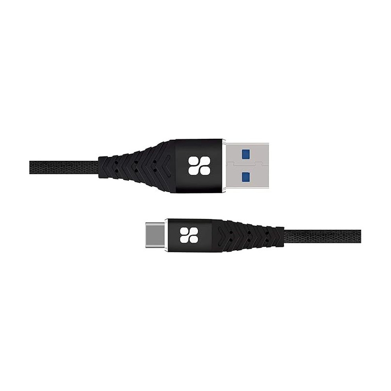 Promate Type-C Charging Cable, Premium 1.2 Meter USB-C to USB-A 3A Fast Sync and Charge Cable with Long Bend Lifespan for Smartphones, NerveLink-C (Black)