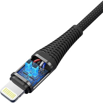 LAZOR Flow CL32 USB-A TO Lightning Fast Charging Cable, Premium 1 Meter, 2.4A Fast Sync and Charge Cable,Black