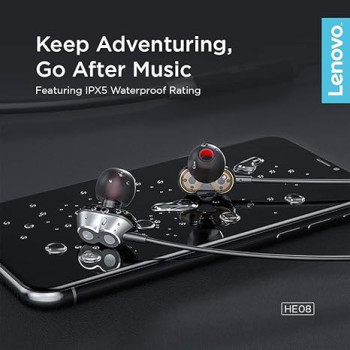 Lenovo Wireless Neckband Earphone HE08 (Black)