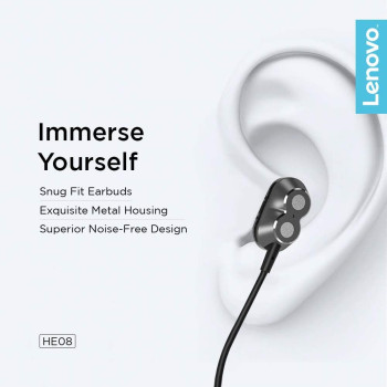 Lenovo Wireless Neckband Earphone HE08 (Black)