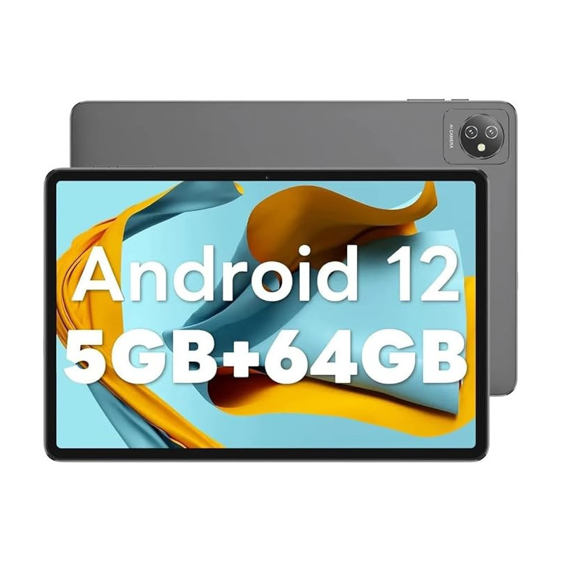 10 Inch Tablets, Blackview Tab7 WIFI Android 12 Tablet(2023), 5GB + 64GB/TF 1TB, 6580mAh Battery, 1280×800 HD+ IPS TouchScreen, Type C/5MP/Wi-Fi/Bluetooth-Grey
