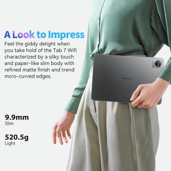 10 Inch Tablets, Blackview Tab7 WIFI Android 12 Tablet(2023), 5GB + 64GB/TF 1TB, 6580mAh Battery, 1280×800 HD+ IPS TouchScreen, Type C/5MP/Wi-Fi/Bluetooth-Grey