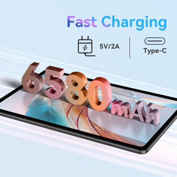 10 Inch Tablets, Blackview Tab7 WIFI Android 12 Tablet(2023), 5GB + 64GB/TF 1TB, 6580mAh Battery, 1280×800 HD+ IPS TouchScreen, Type C/5MP/Wi-Fi/Bluetooth-Grey