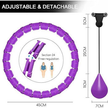 UK Stock Smart Hula Hoops for Adults Weight Loss, Weighted Hula Hoop for Exercise and Fitness, 24 Detachable Knots Adjustable Weight,2 in 1 Abdomen Fitness, Purple