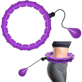 UK Stock Smart Hula Hoops for Adults Weight Loss, Weighted Hula Hoop for Exercise and Fitness, 24 Detachable Knots Adjustable Weight,2 in 1 Abdomen Fitness, Purple