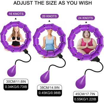 UK Stock Smart Hula Hoops for Adults Weight Loss, Weighted Hula Hoop for Exercise and Fitness, 24 Detachable Knots Adjustable Weight,2 in 1 Abdomen Fitness, Purple