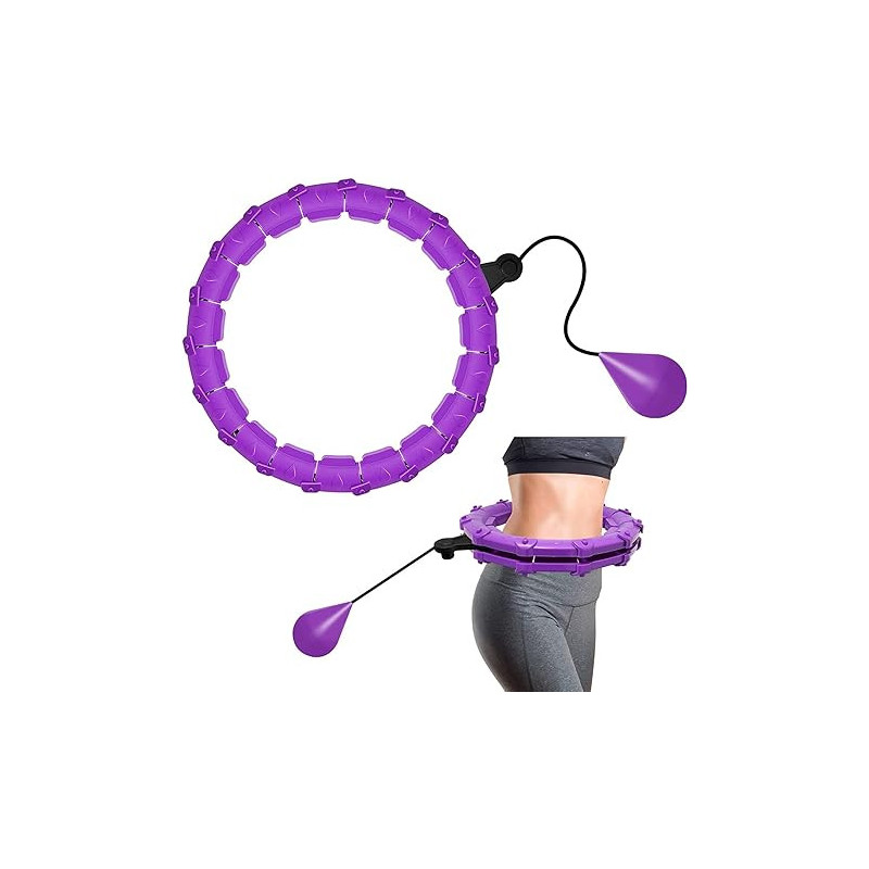 UK Stock Smart Hula Hoops for Adults Weight Loss, Weighted Hula Hoop for Exercise and Fitness, 24 Detachable Knots Adjustable Weight,2 in 1 Abdomen Fitness, Purple
