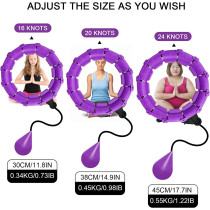 UK Stock Smart Hula Hoops for Adults Weight Loss, Weighted Hula Hoop for Exercise and Fitness, 24 Detachable Knots Adjustable Weight,2 in 1 Abdomen Fitness, Purple