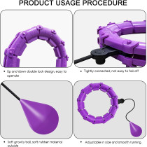 UK Stock Smart Hula Hoops for Adults Weight Loss, Weighted Hula Hoop for Exercise and Fitness, 24 Detachable Knots Adjustable Weight,2 in 1 Abdomen Fitness, Purple